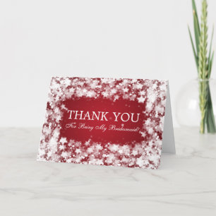 Thank You Bridesmaid Dazzling Stars Red