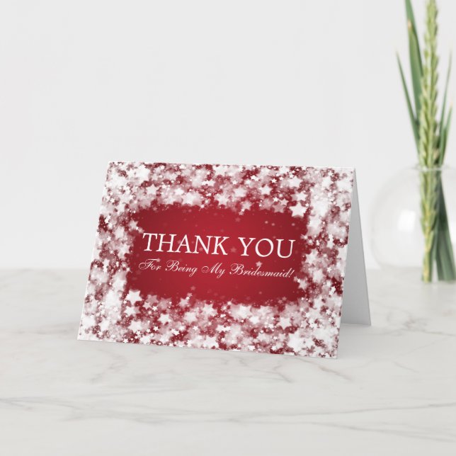 Thank You Bridesmaid Dazzling Stars Red Card (Front)