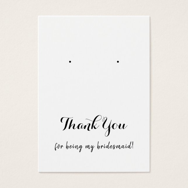 Thank You Bridesmaid Earring Display Cards (Front)