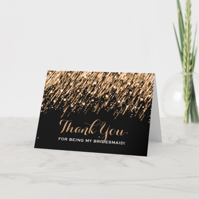 Thank You Bridesmaid Falling Stars Gold (Front)