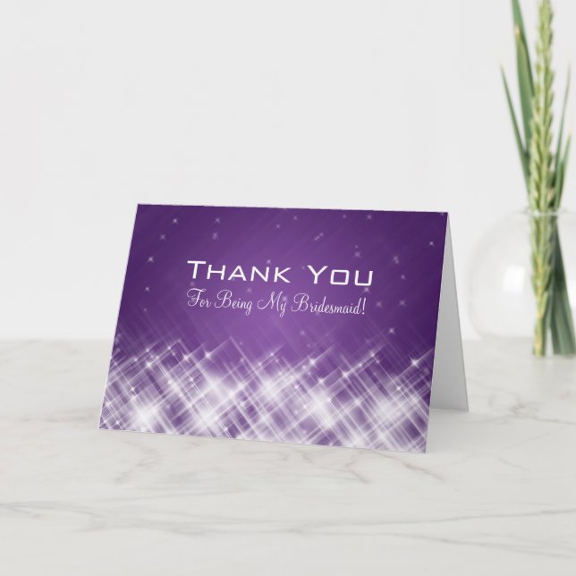 Thank You Bridesmaid Glamorous Sparks Purple Card (Front)