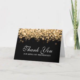 Thank You Bridesmaid Gold Lights Card
