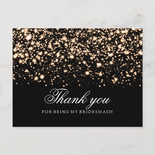 Thank You Bridesmaid Gold Midnight Glam Postcard