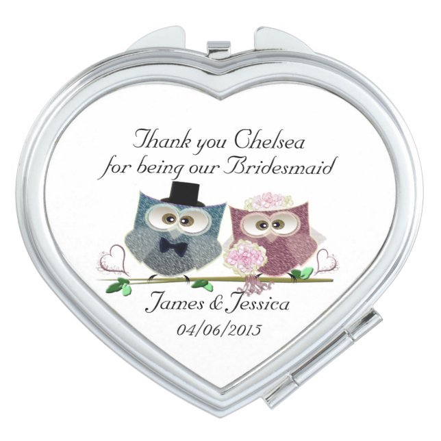 Thank you Bridesmaid Heart Compact Mirror (Front)