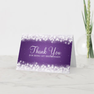 Thank You Bridesmaid Magic Sparkle Purple Card