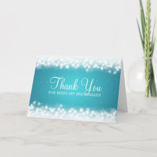 Thank You Bridesmaid Magic Sparkle Turquoise