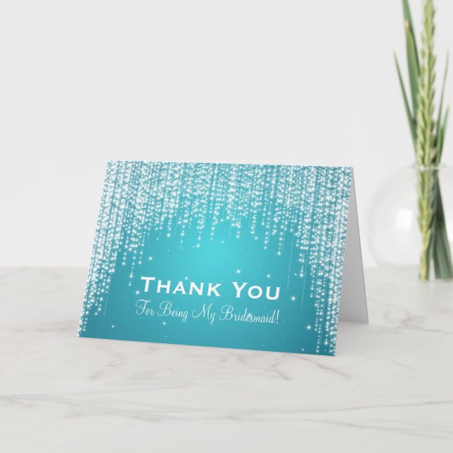 Thank You Bridesmaid Night Dazzle Blue Card (Front)