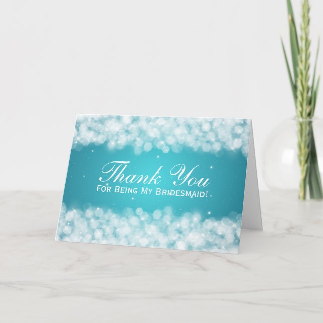 Thank You Bridesmaid Party Sparkle Turquoise (Front)
