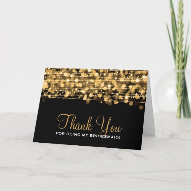 Thank You Bridesmaid Party Sparkles Gold (Front)
