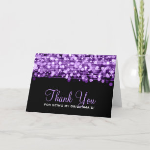 Thank You Bridesmaid Party Sparkles Purple Card