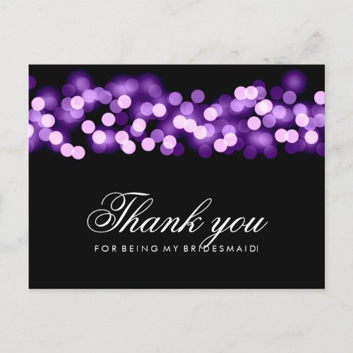 Thank You Bridesmaid Purple Hollywood Glam Postcard