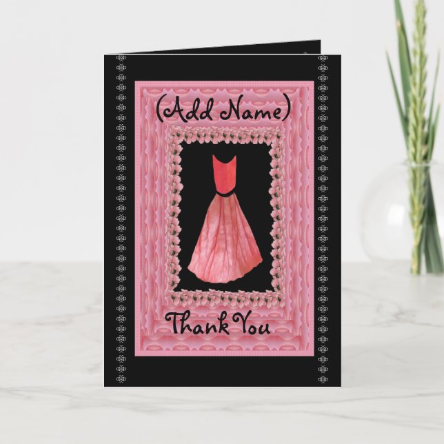 THANK YOU Bridesmaid RED Gown & PINK Cloud Frame (Front)