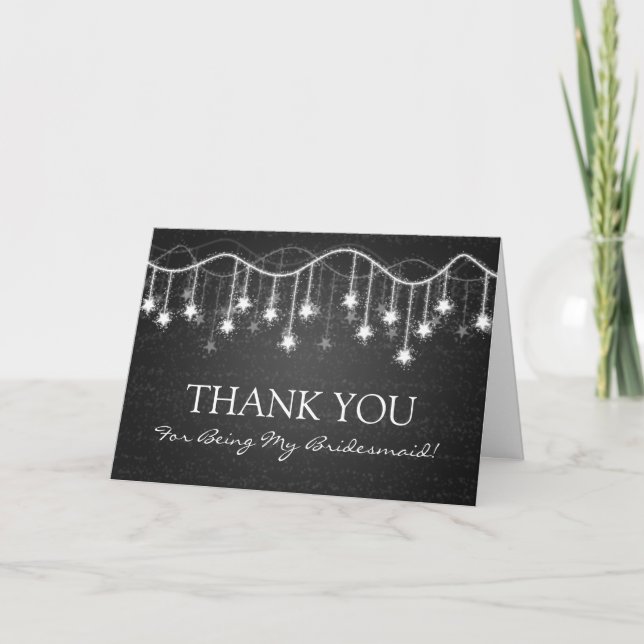 Thank You Bridesmaid Shimmering Stars Black (Front)