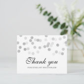 Thank You Bridesmaid Silver Foil Glitter Lights Postcard (Standing Front)