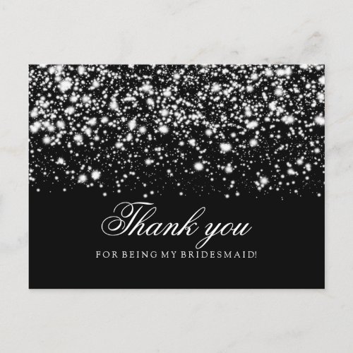 Thank You Bridesmaid Silver Midnight Glam Postcard