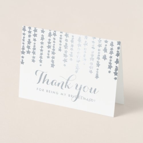 Thank You Bridesmaid Silver Under The Stars Foil Card