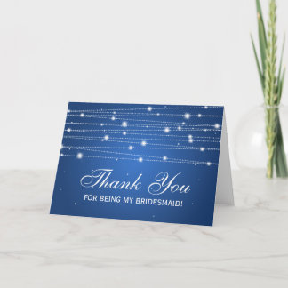 Thank You Bridesmaid Sparkling Lines Sapphire Blue