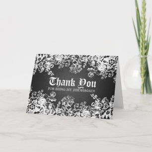 Thank You Bridesmaid Victorian Flourish Black