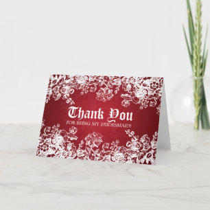 Thank You Bridesmaid Victorian Flourish Red