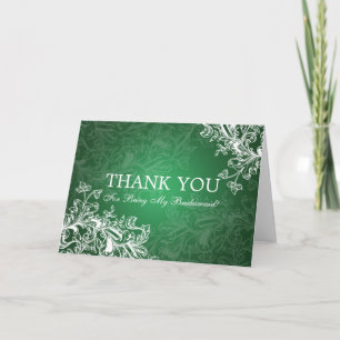 Thank You Bridesmaid Vintage Swirls Green