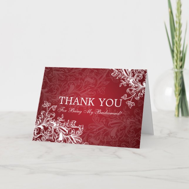 Thank You Bridesmaid Vintage Swirls Red (Front)
