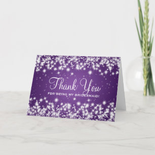 Thank You Bridesmaid Winter Sparkle Purple Card