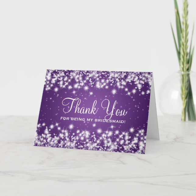 Thank You Bridesmaid Winter Sparkle Purple Card (Front)