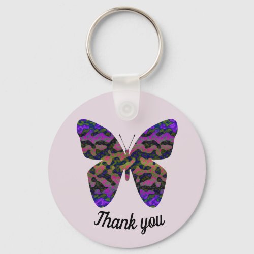 Thank You Bright Colorful Butterfly Appreciation Keychain