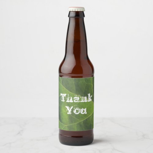 Thank You Bright Green Leaf Photo Appreciation Beer Bottle Label