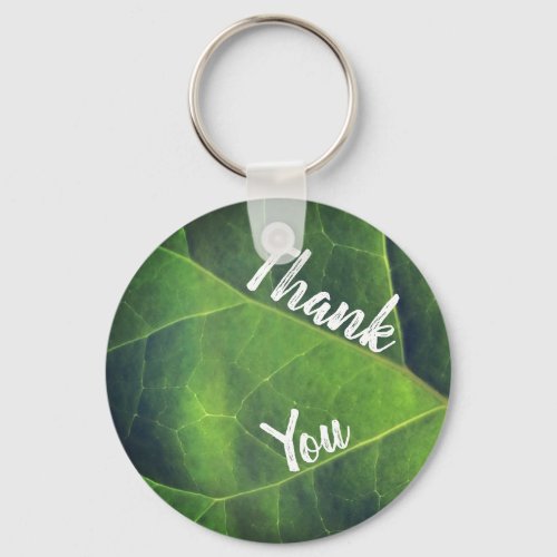 Thank You Bright Green Leaf Photo Appreciation Keychain