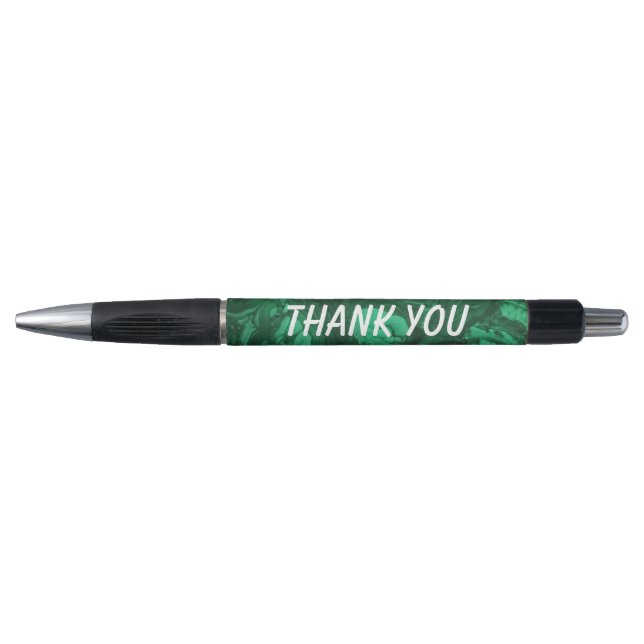 Thank You Bright Green Swirled Pattern Gemstone Pen (Front)