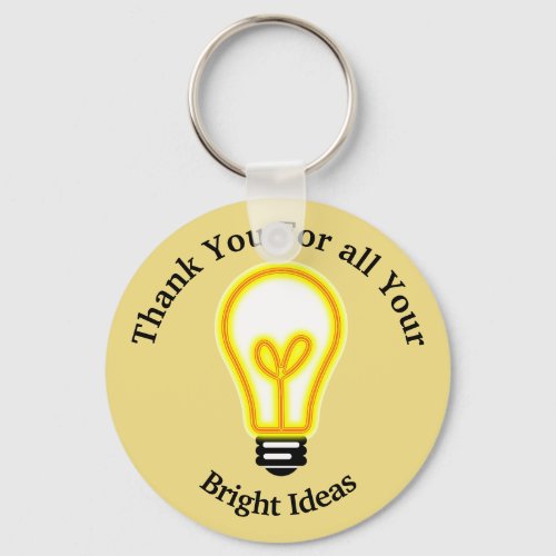 Thank You Bright Ideas Yellow Light Bulb Employee Keychain