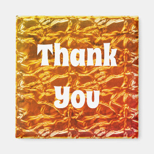 Thank You Bright Orange Metallic Shine Vibrant Magnet