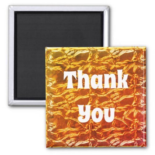 Thank You Bright Orange Metallic Shine Vibrant Magnet