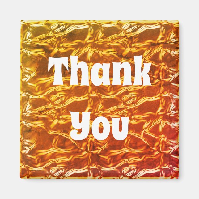 Thank You Bright Orange Metallic Shine Vibrant Magnet (Front)