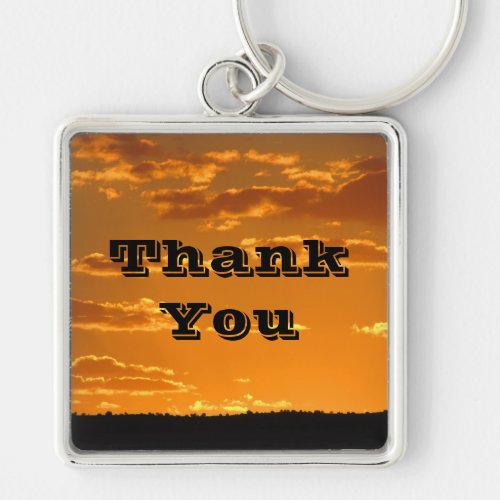 Thank You Bright Orange Sunset Photo Appreciation Keychain