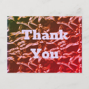 Thank You Bright Pink Crinkled Foil Abstract Vivid Postcard