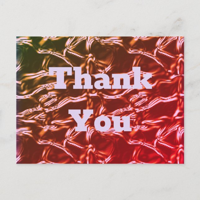 Thank You Bright Pink Crinkled Foil Abstract Vivid Postcard (Front)