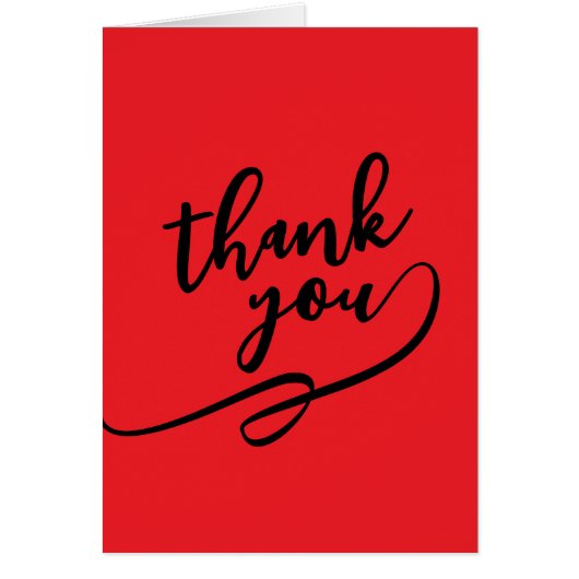 Thank You Bright Red Classical Unique Simple Card (Front)