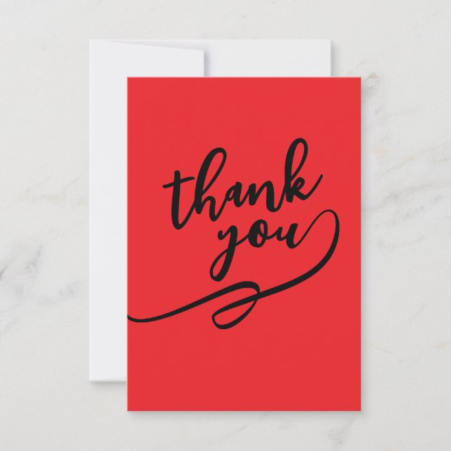 Thank You Bright Red Classical Unique Simple Card (Front)