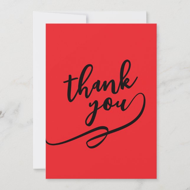 Thank You Bright Red Classical Unique Simple Card (Front)