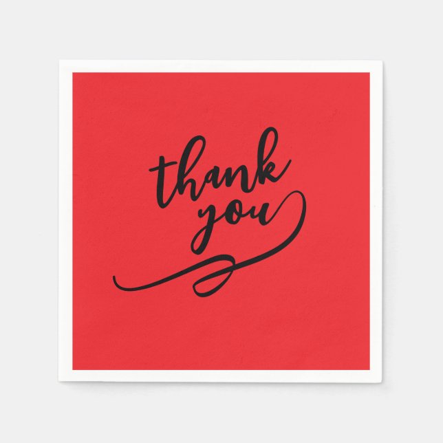 Thank You Bright Red Classical Unique Simple Napkins (Front)