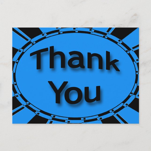 Thank You bright turquoise blue black Postcard (Front)