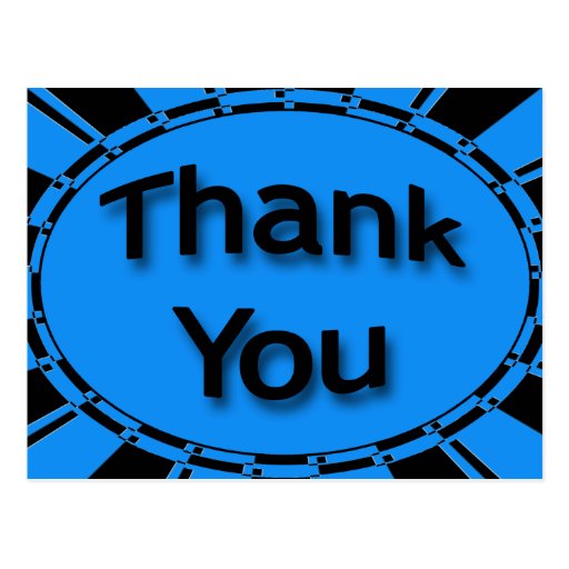 Thank You bright turquoise blue black Postcard | Zazzle