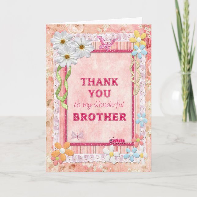 Thank you brother, flowers craft card (Front)