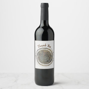 Thank You Brown Bunny Cute Rabbit Appreciation Wine Label