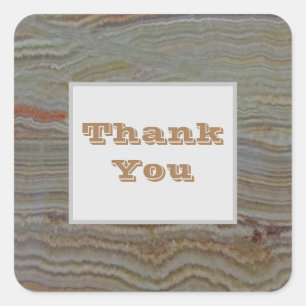 Thank You Brown Gray Nature Photo Striped Onyx Square Sticker
