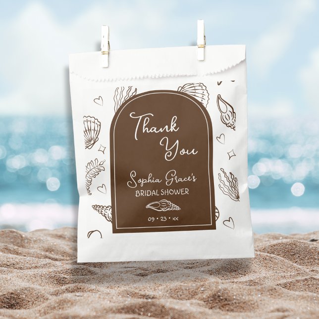 Thank You Brown Seashells Doodles  Favor Bag (Creator Uploaded)