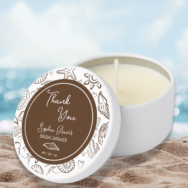 Thank You Brown Seashells Doodles Mini Candle Favors (Creator Uploaded)
