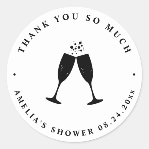 Thank You Brunch  Bubbly Bridal Shower Classic Round Sticker